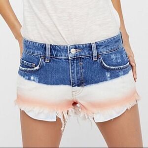 Free People Dip Dye Fray Denim Shorts 24
